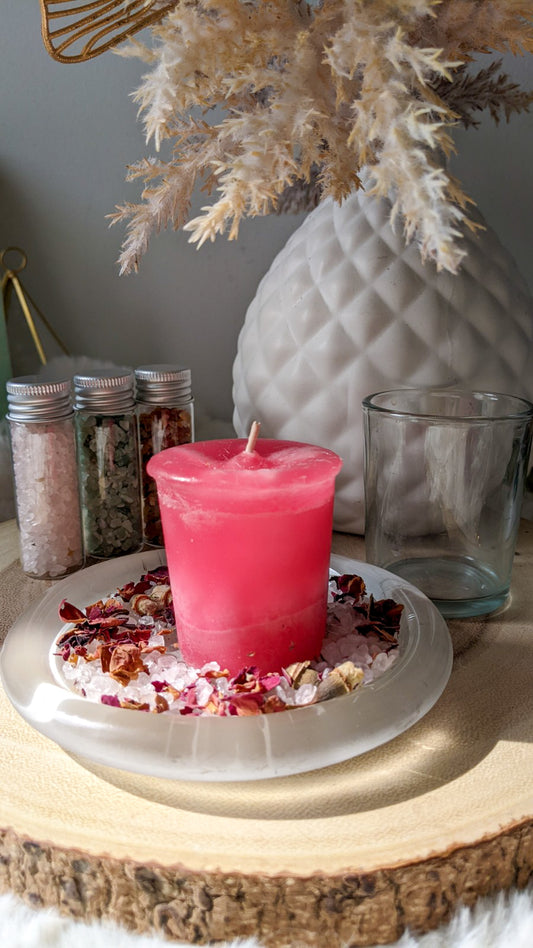 Reiki Charged Herbal Votive Candle - Love